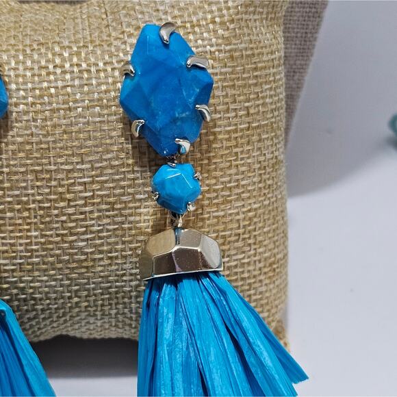 Kendra Scott Turquoise Blue and Gold‎ Statement Earrings - Picture 4 of 7